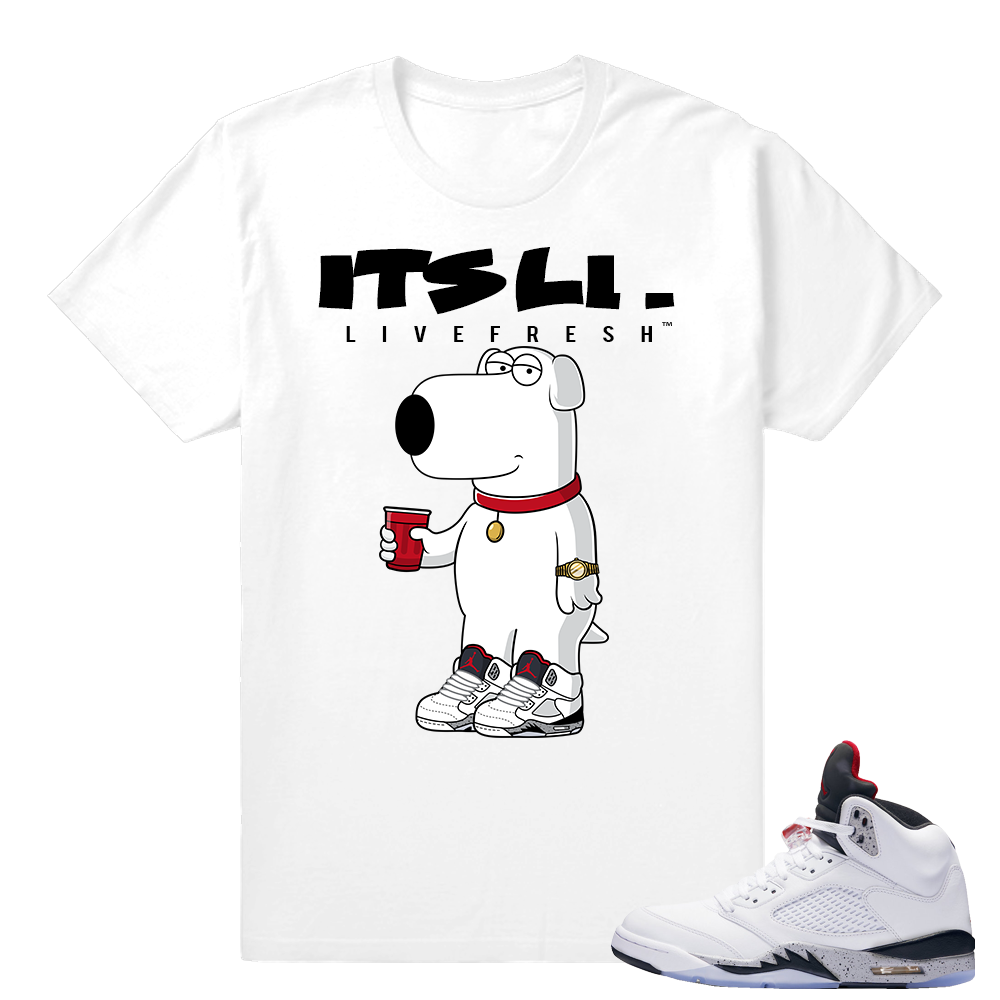 Jordan 5 Cement - matching Its Lit Live Fresh T shirt - White