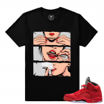 Jordan 5s Custom t shirt Red Suede - Blunts - Black