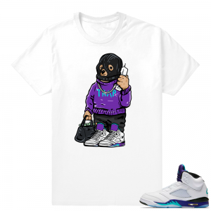 Jordan 5 Grape sneaker tees shirts | Trappin Bear | White shirt