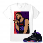 Air Jordan 5 Raptors Match Sneaker Tee | 6 God | White T shirt