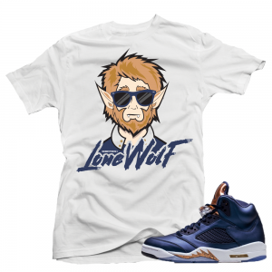 Air Jordan 5 Bronze Match Sneaker Tee | Lone Wolf | White T shirt