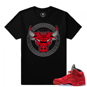 Jordan Retro 5 Red Suede - Bullsace Matching Shirt - Black