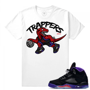 Air Jordan 5 Raptors Match Sneaker Tee | Trappers | White T shirt