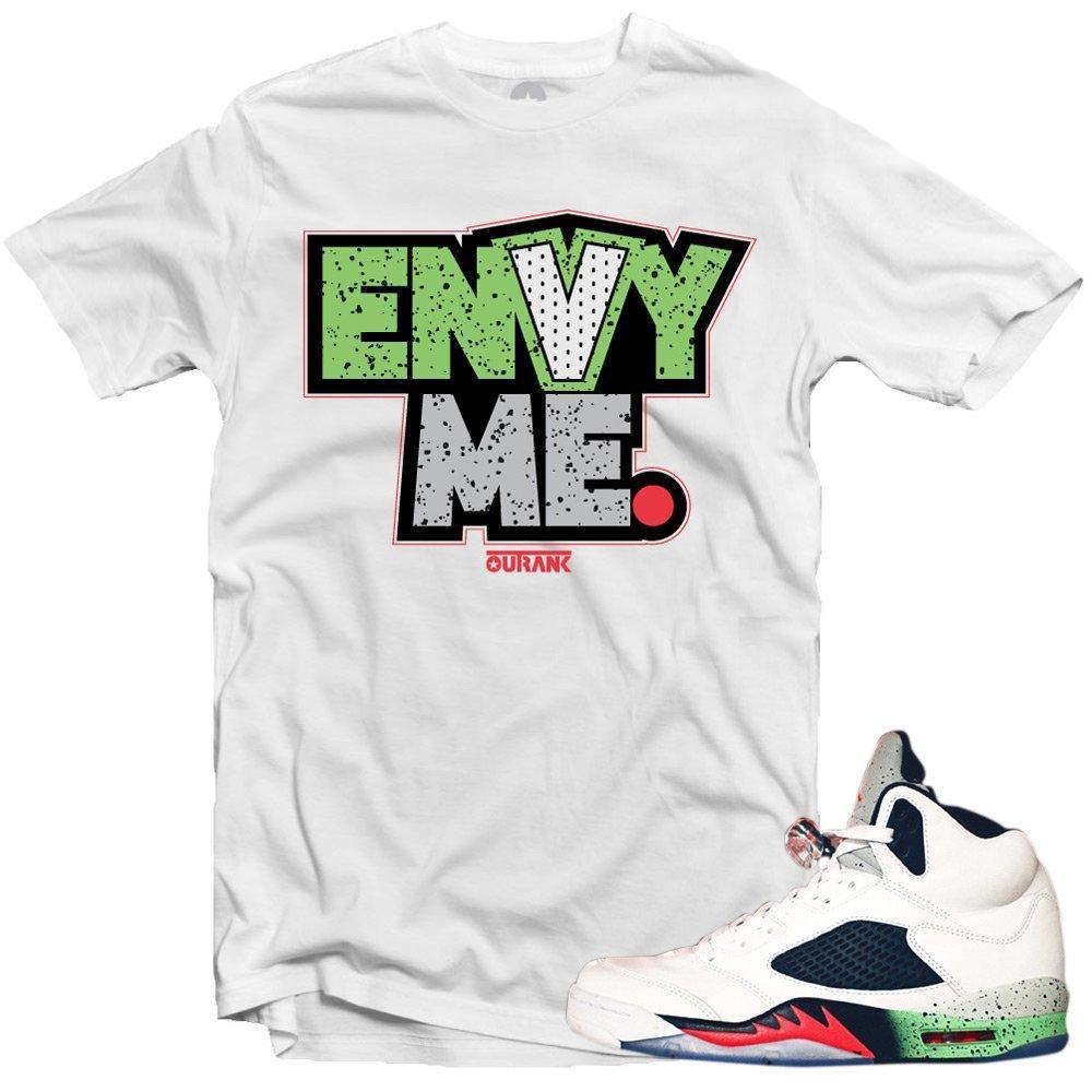 Jordan 5 Space Jam shirts to match 'Envy Me' White Sneaker Tees shirt