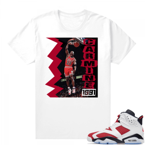 Jordan 6 Carmine shirt white Carmine Dunk