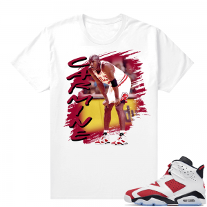 Jordan 6 Carmine shirt white MJ in the Carmines