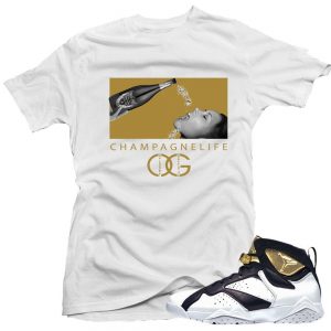 Jordan 7 Champagne shirts to match 'Champagne Life' White Sneaker Tees shirt