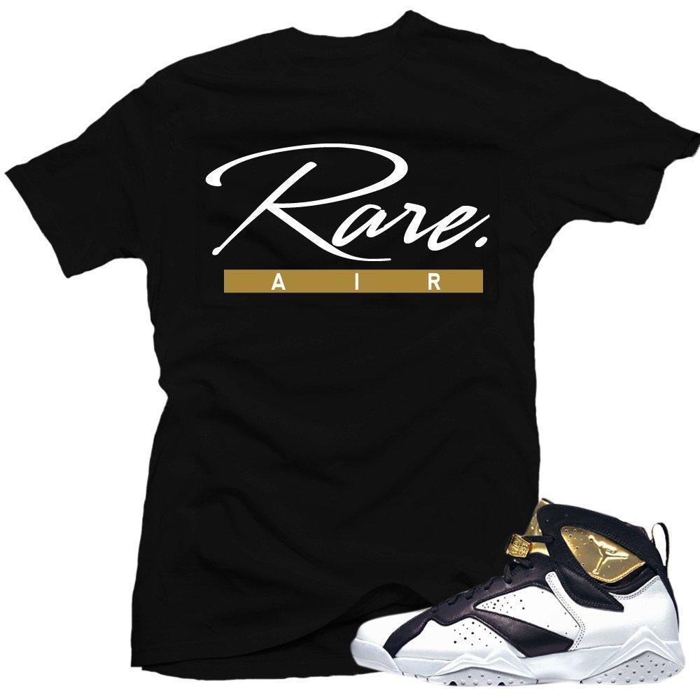 Jordan 7 Champagne shirts to match 'Rare Script' Black Sneaker Tees shirt