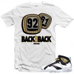 Jordan 7 Champagne shirts to match 'Back to Back Rings' White Sneaker Tees shirt