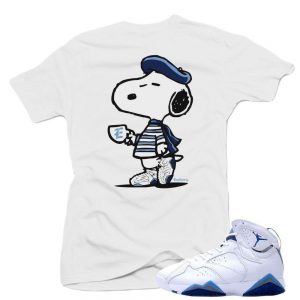 French Blue 7s Matching Sneaker Tees Shirts|French Snoopy Sneaker Tees Shirt White