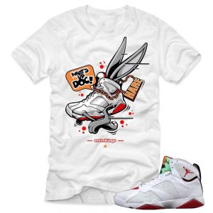 Jordan 7 Hare shirts to match 'Fly Kicks' White Sneaker Tees shirt