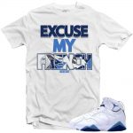 French Blue 7s Matching Sneaker Tees Shirts|Excuse my French Sneaker Tees Shirt White