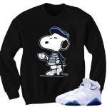 French Blue 7s Matching Sneaker Tees Shirts|French Snoopy Sneaker Tees Shirt in BLACK CREWNECK