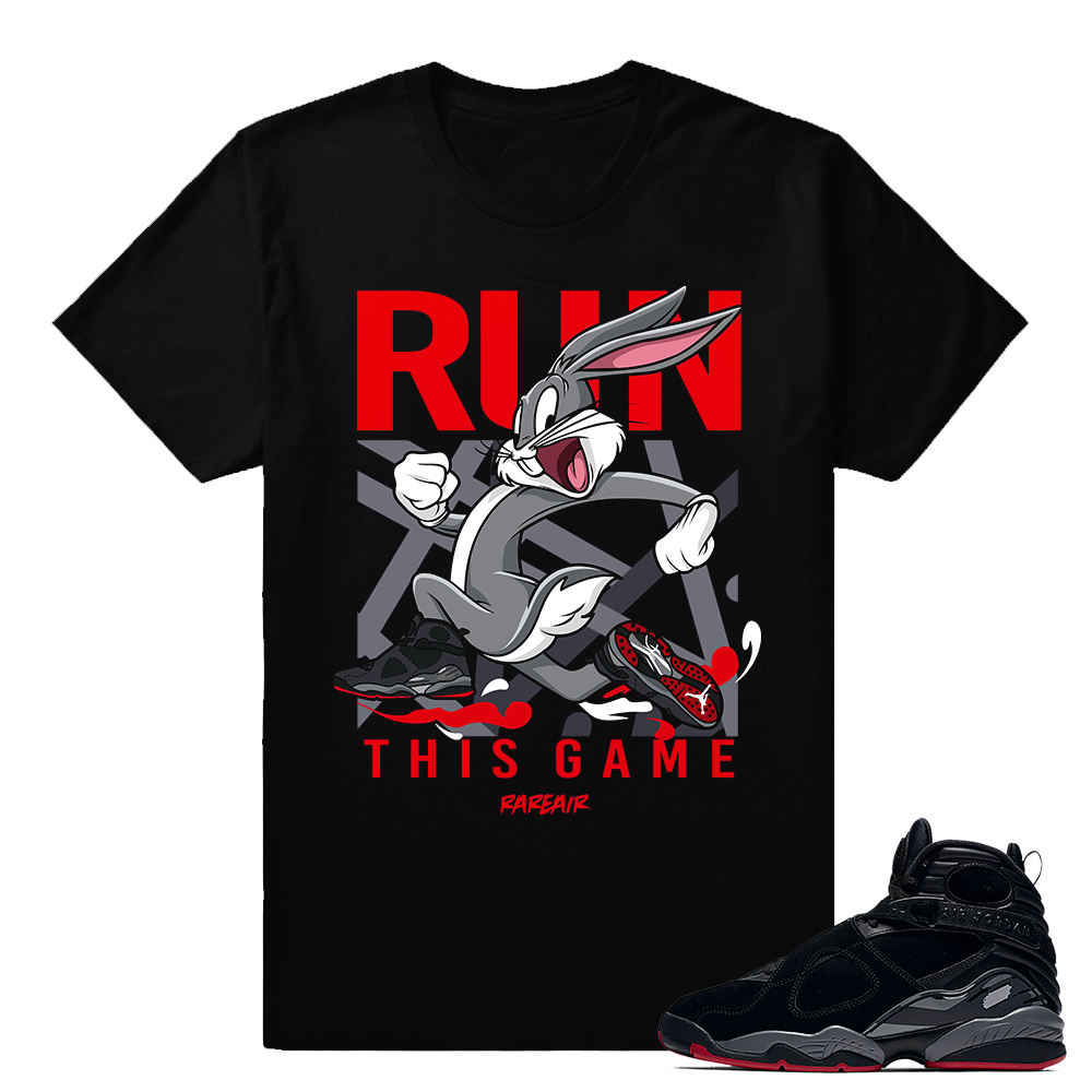 Jordan 8 Bred Run This Game T shirt - Black