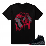 Jordan 8 Bred Shirt Collection - Black Hawks Drip - Black T shirt