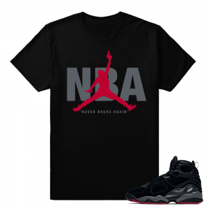 Jordan 8 Bred  T shirt - Never Broke Again - Black