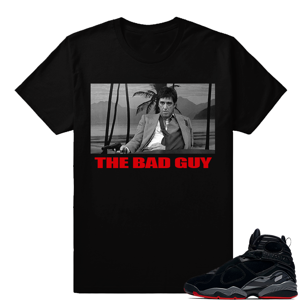 Jordan 8 Bred T shirt Match - The Bad Guy - Black T shirt