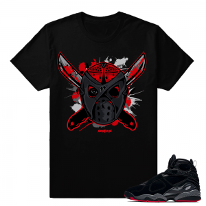 Jordan 8 Cement Bred Sneaker Tee Shirt 'Jason Retro 8 Mask' - Black