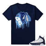 Jordan 9 UNC | Black Hawks Drip | Navy shirt