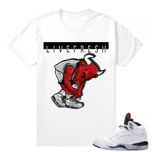 Jordan Cement 5 - Match T shirts - Live Fresh Bull - White