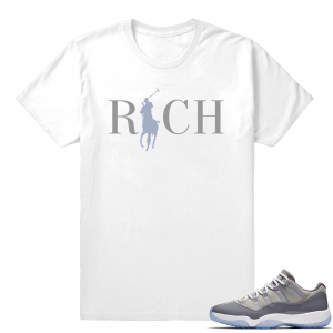 Jordan Cool Grey 11 shirt  Country Club Rich  White tee