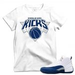 Match French Blue 12 Jordan Retros | 'School of Hard Kicks' | White T shirt