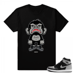 Jordan Retro 1 High OG Shadow Match T shirt  Sneakerhead Ape  Black Tee