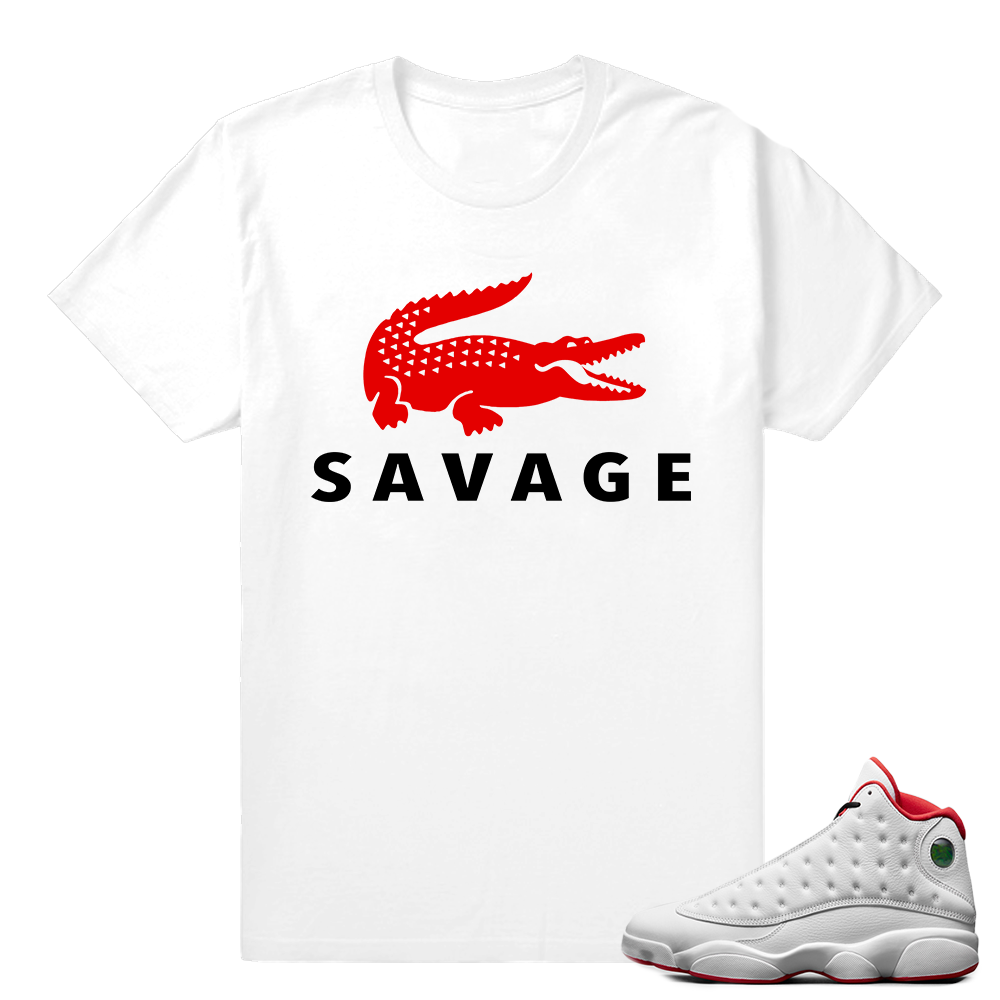 Jordans 13 - History of Flight T shirt- Savage - White