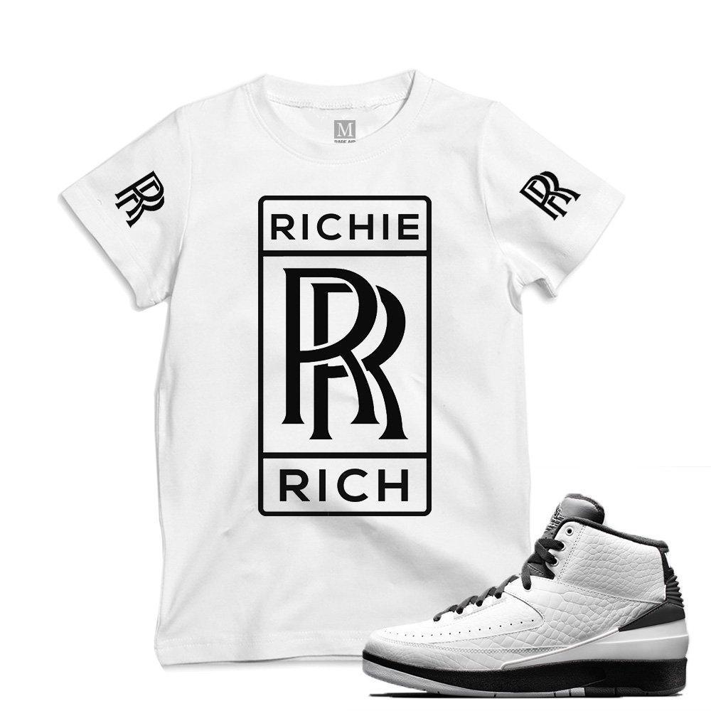 Match Air Jordan 2 Wing it| 'Richie Rich' | White T shirt