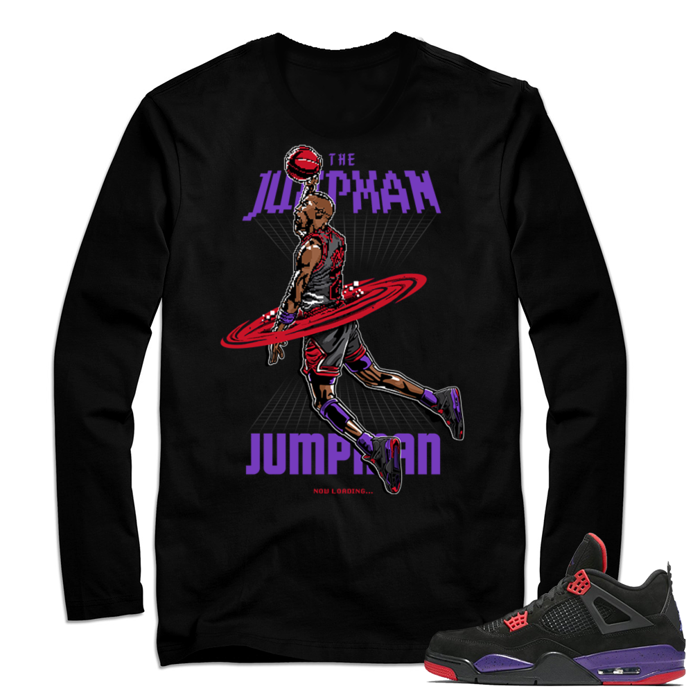 Jordan Retro 4 Long Sleeve tee shirt | Loading Jumpman | Black Long Sleeve shirt