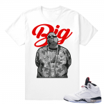 Jordan Retros 5 White Cement - BIG Jesus Piece t shirt - White