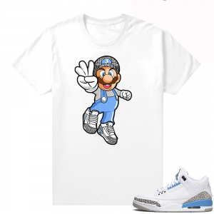 Jordan UNC  shirt - White Tee - Mario 3s