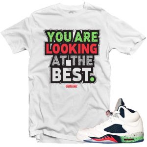 Jordan 5 Space Jam shirts to match 'The Best' White Sneaker Tees shirt