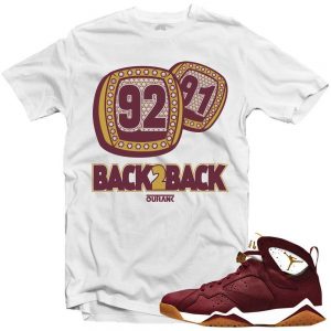 Jordan 7 Cigar shirts to match 'Back to Back Rings' White Sneaker Tees shirt