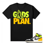 Jordan Volt Gold 1s shirt - Black - Gods Plan