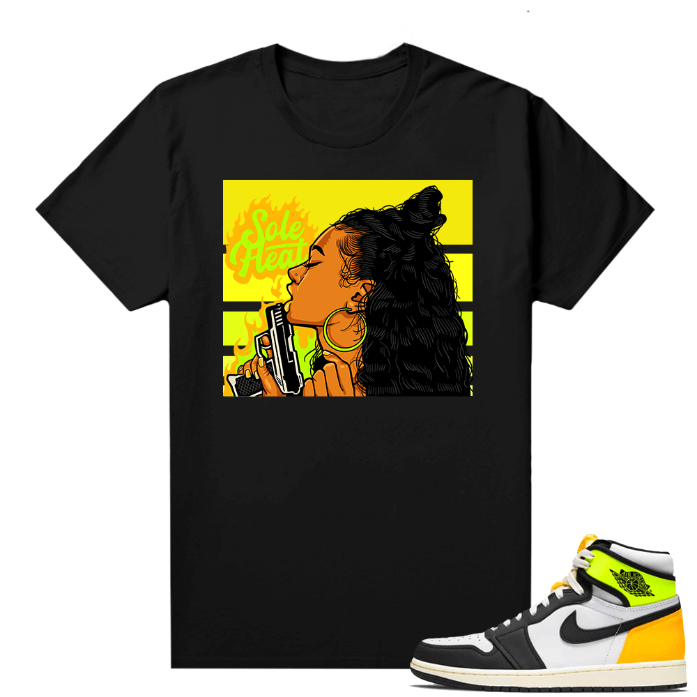 Jordan Volt Gold 1s shirt - Black - Sole Heat