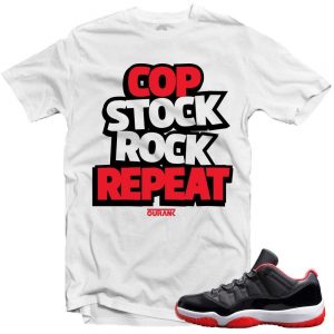 Jordan 11 Bred Low shirt to match 'The Cycle' White Sneaker Tees