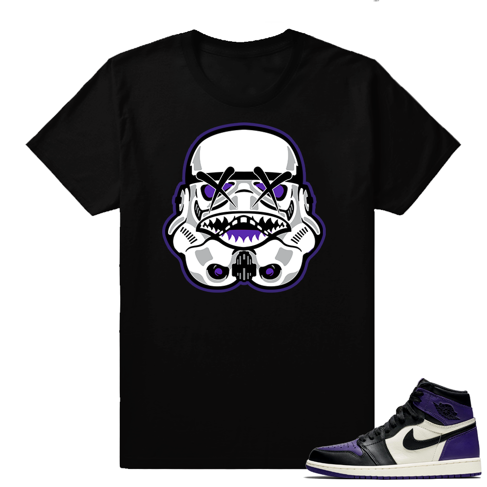 Jordan retro 1 Court Purple shirts | Jaws Trooper | Black shirt