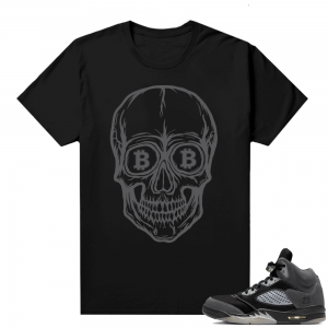 Jordan retro 5 Anthracite shirts black Bitcoin Skull