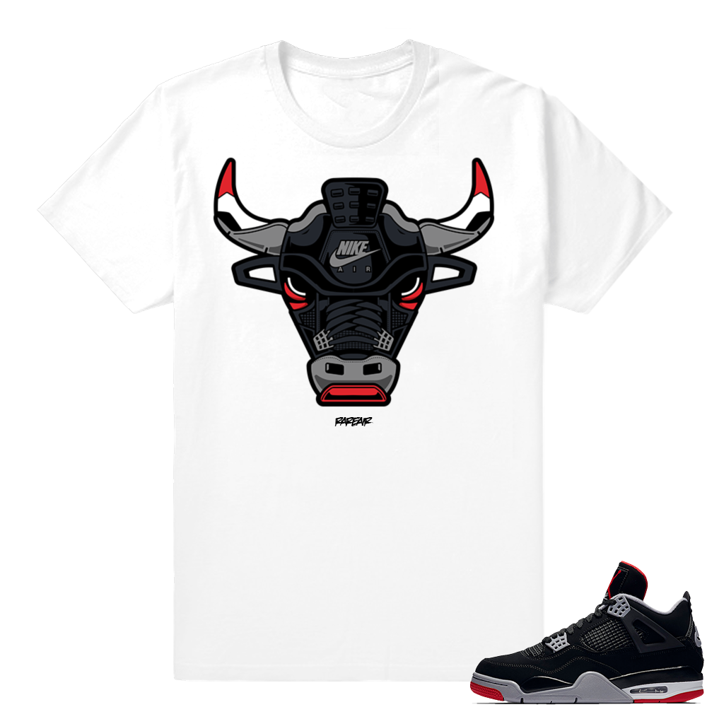 Jordan 4 Bred | Rare Air Bull Version 2 | White Shirt