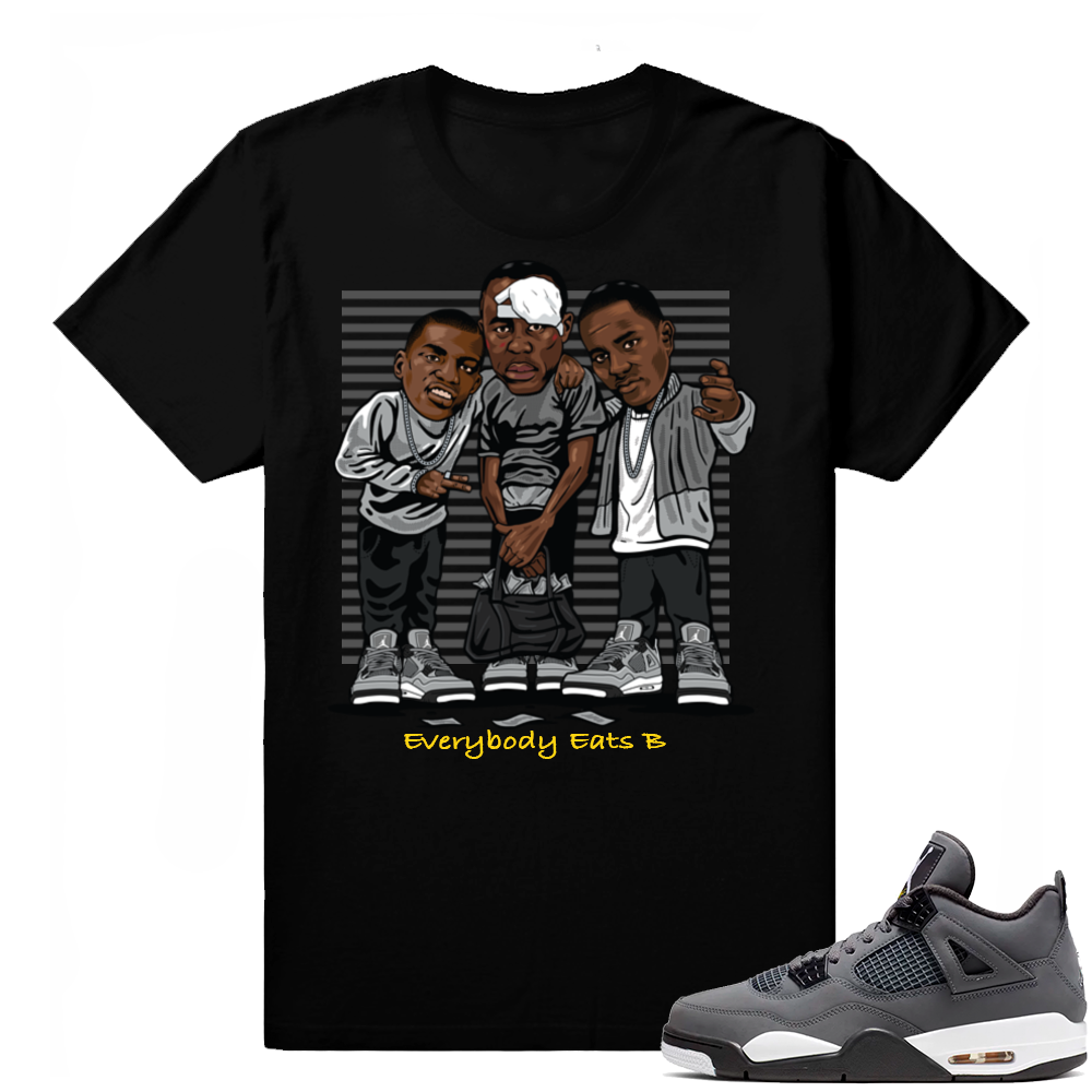 Jordan 4 Cool Grey | Everybody Eats B | Black Shirt