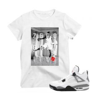 Match Air Jordan 4 Cement | 'Zero Gravity' | White T shirt