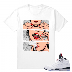 Jordans Retro 5 Cement - matching Blunts Shirt - White