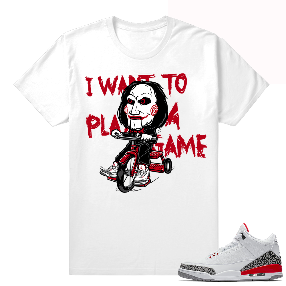 Katrina 3s shirt match Jordan Retro 3 shoes  Jigsaw Sneaker Game  White tee