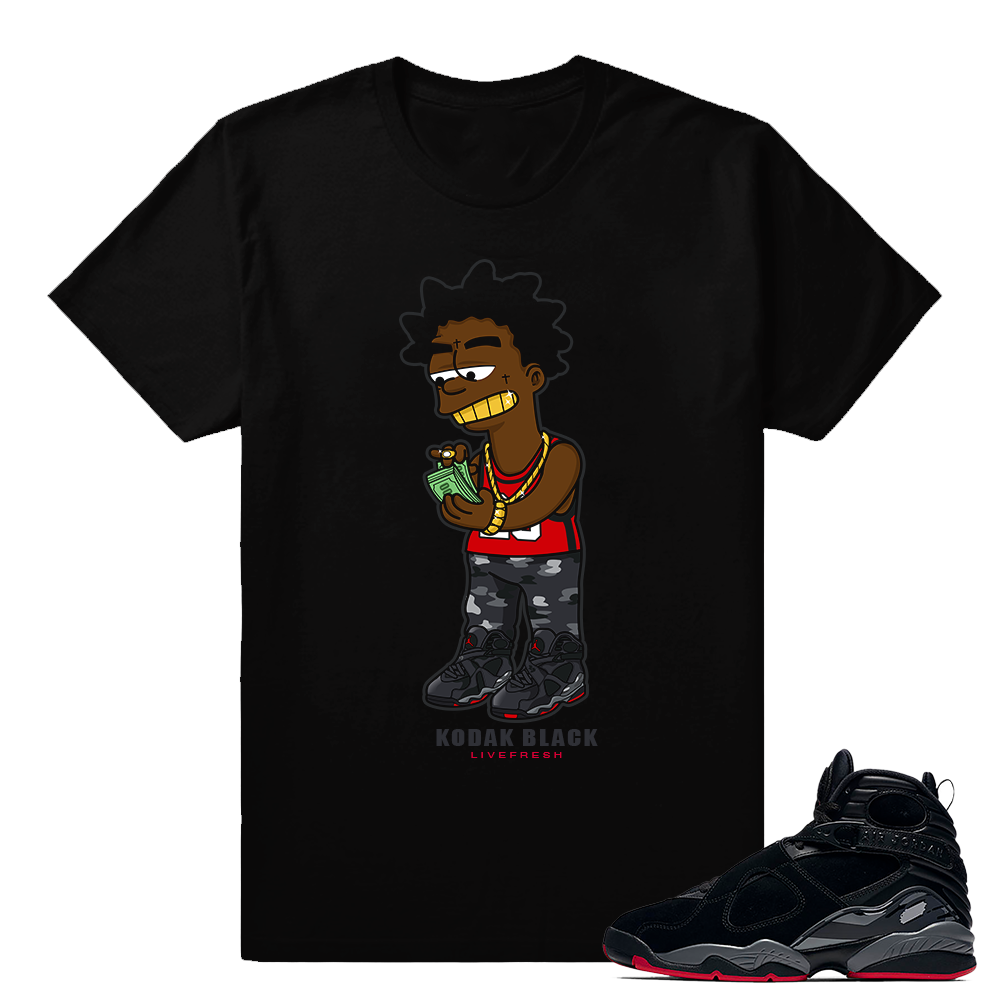 Kodak Black T shirt Jordan 8 Bred - Black