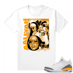 Laser Orange 3s shirt to match - White - Aaliyah Vintage Rap