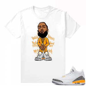 Jordan match shirts Laser Orange 3s - White - Nipsey Hussle