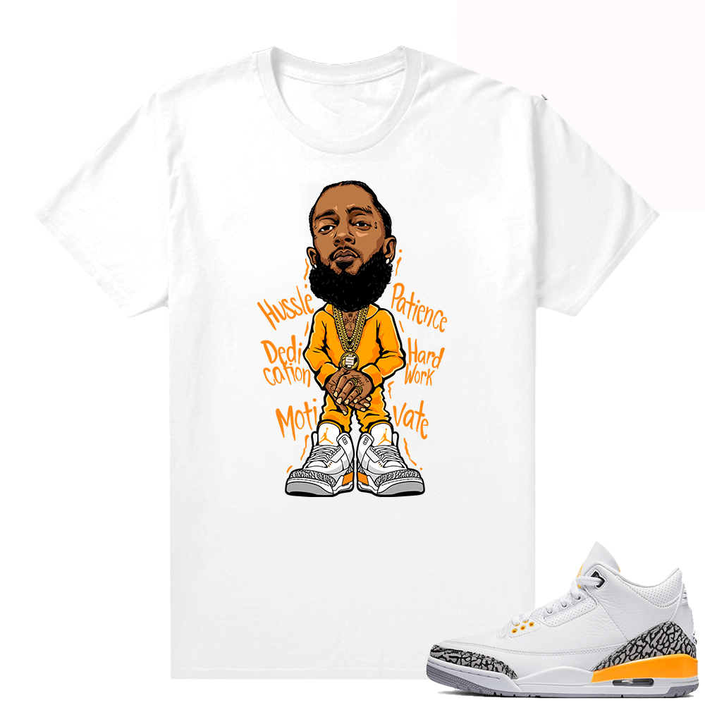 Jordan match shirts Laser Orange 3s - White - Nipsey Hussle