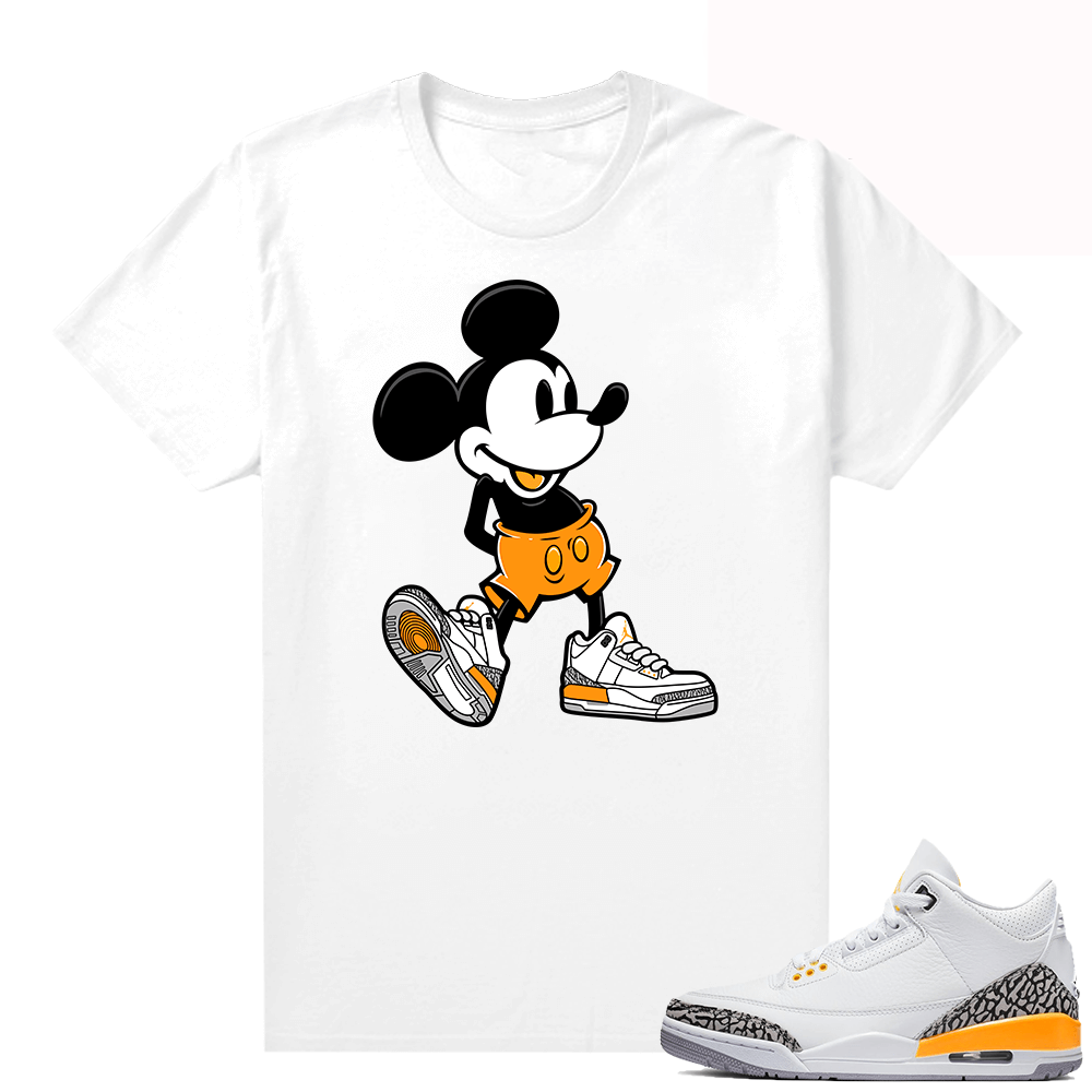 Laser Orange 3s shirts to match sneakers - White - Sneakerhead Mickey