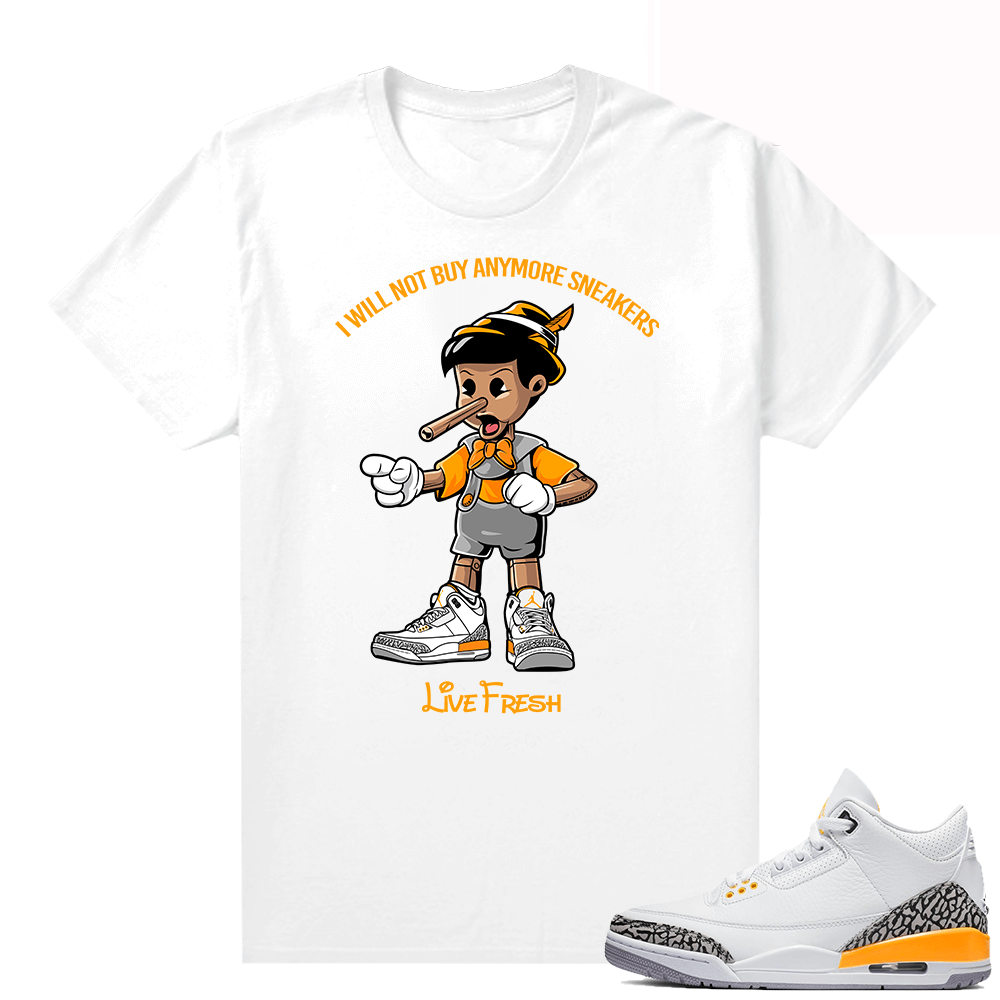 Laser Orange 3s match shirts - White - Sneakerhead Pinocchio